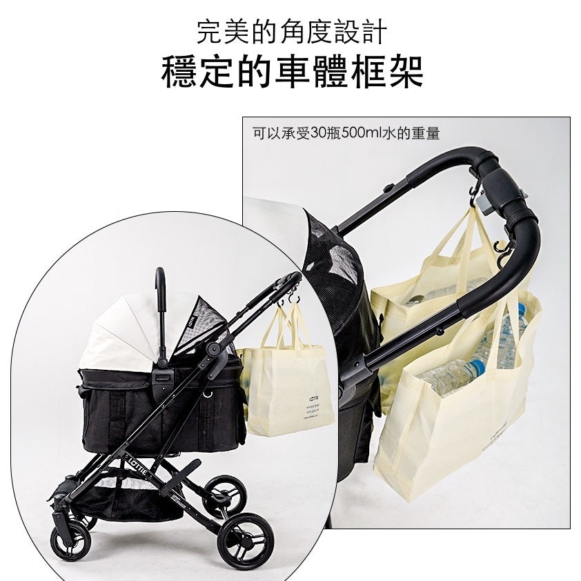 韓國 Rottie 雙開敞篷氣輪寵物推車 Noblesse Dome A ｜一秒自動收車｜沙漠棕 - 高品質寵物推車 - 特價 $TWD 12750｜LOVE PET FAMILY