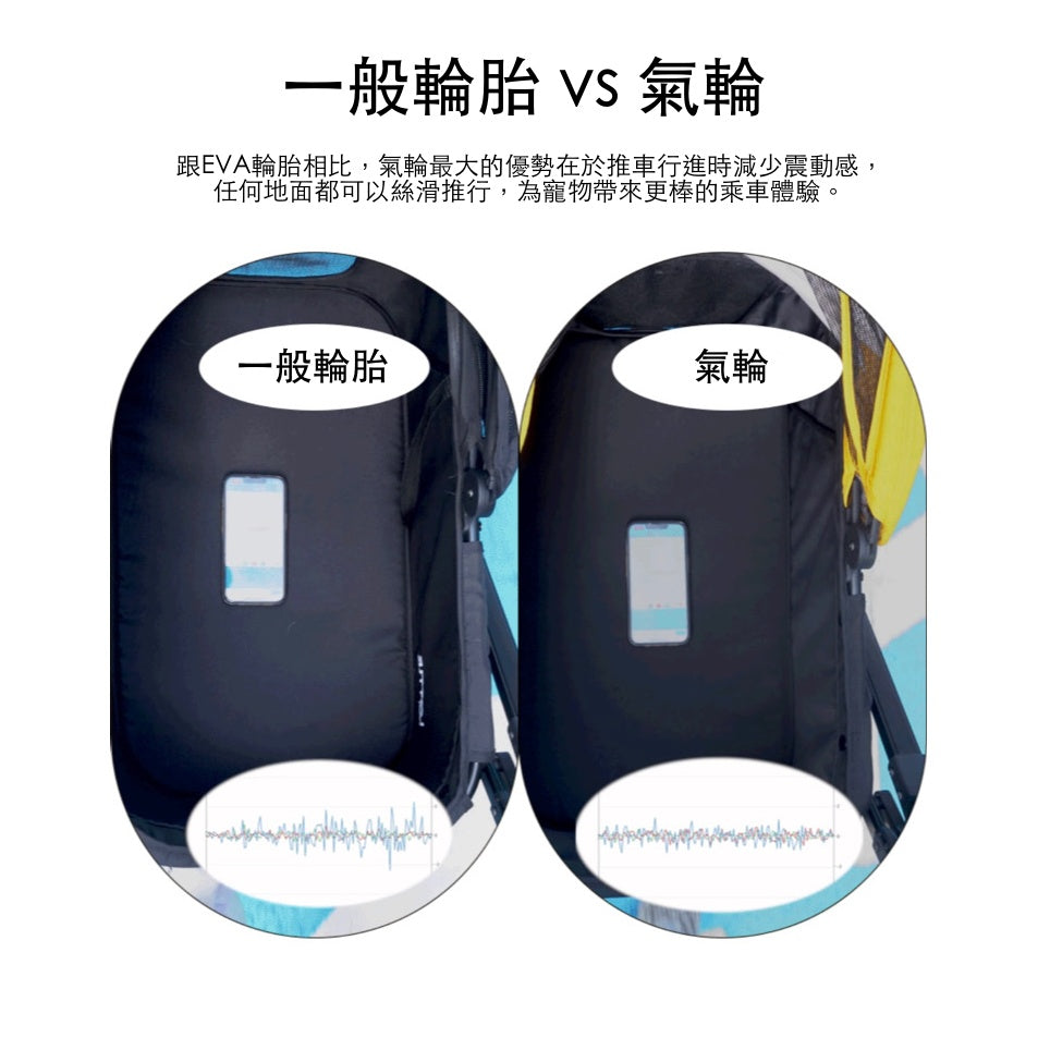 韓國 Rottie 雙開敞篷氣輪寵物推車 Noblesse Dome A ｜一秒自動收車｜沙漠棕 - 高品質寵物推車 - 特價 $TWD 12750｜LOVE PET FAMILY